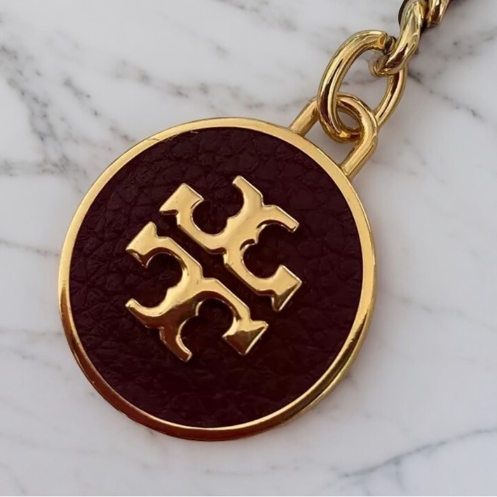 Tory Burch Mercer Leather Inlay Key Chain Fob - Picture 4 of 4